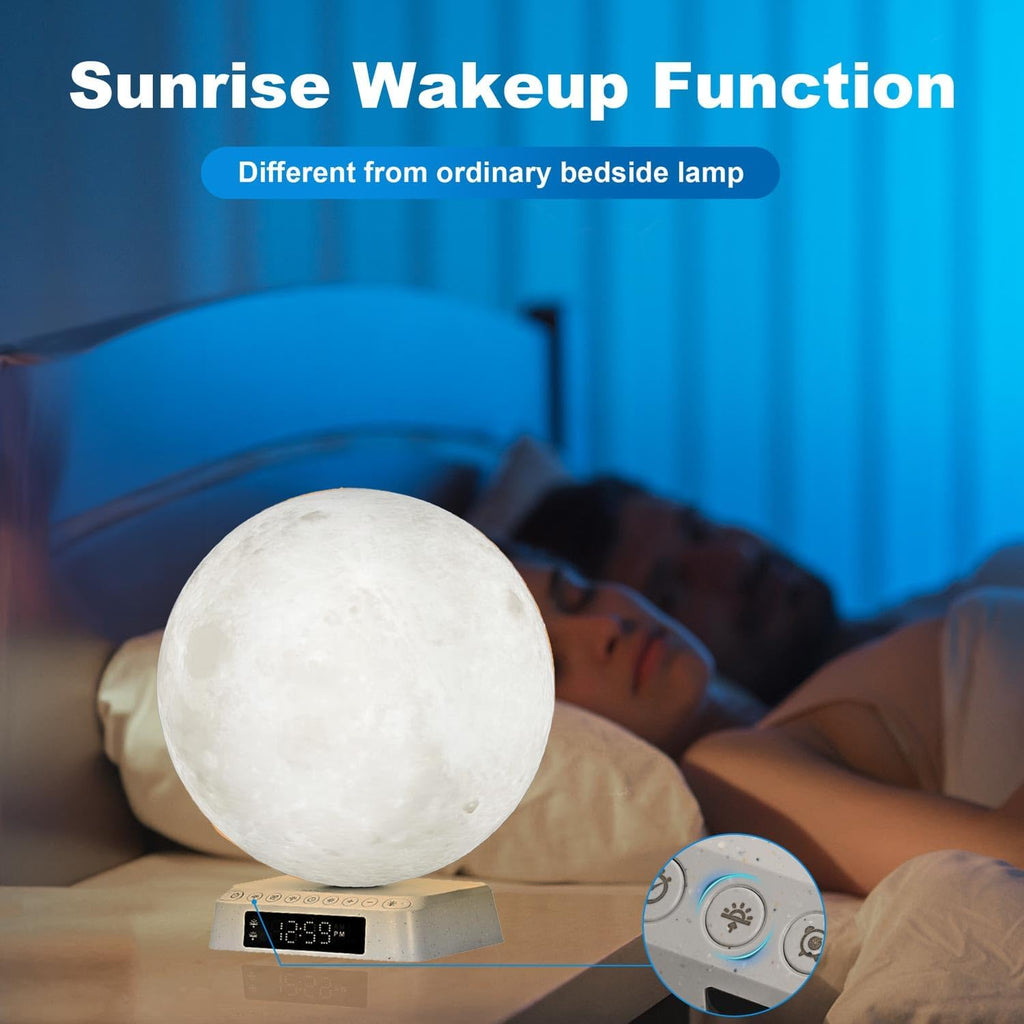 Light Alarm Clock Wake up Light Bioclock Adjustment Sunrise Alarm Clock Awakening lamp Bedside lamp Table lamp Nightstand Lamp Moon-Shaped & APP-Supported