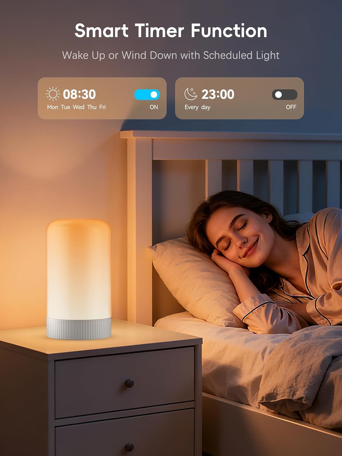 RGBICWW Smart Table Lamp, Touch Bedside Lamp with App Control, LED Desk Lamp with Music Sync, 30+ Scenes & 16M Colors, Color Changing Lamp for Bedroom Living Room Gaming Dimmable Night Light, Gold