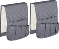 2 Pack Non-Slip Couch Sofa Chair Armrest Organizer 5 Pockets Armchair Caddy Smart Phone, Book, Magazines, Ipad, TV Remote Control Holder (Gray)