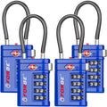 Forge TSA Approved Luggage Locks 4 Digit Combination TSA Travel Locks with TSA008, Open Alert Indicator, Zinc Alloy Body for Luggage, Suitcase, Backpack, and More. Blue 4 Locks.
