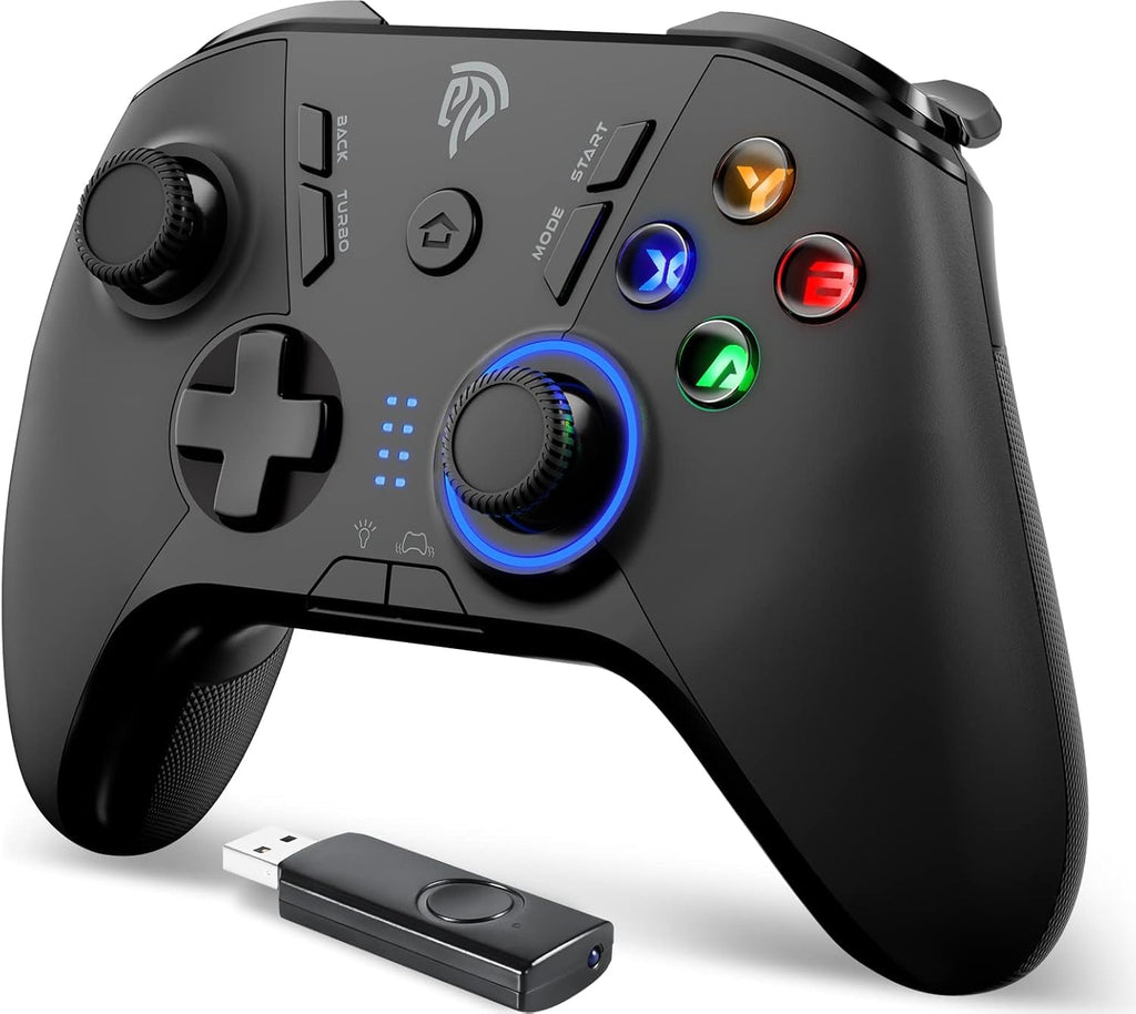 EasySMX 2.4G Wireless Gaming Controller for Windows PC, Steam Deck, PS3 & Android TV Box, Plug and Play Gamepad with Dual Vibration, 4 Back Paddles, Up to 14-Hour Battery Life
