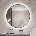 Round LED Bathroom Mirror with Gold Frame, 24V Backlight, 3 Color Temperatures, Dimmable, Memory Function, Defogging (Black Border, 32" L x 32" W)