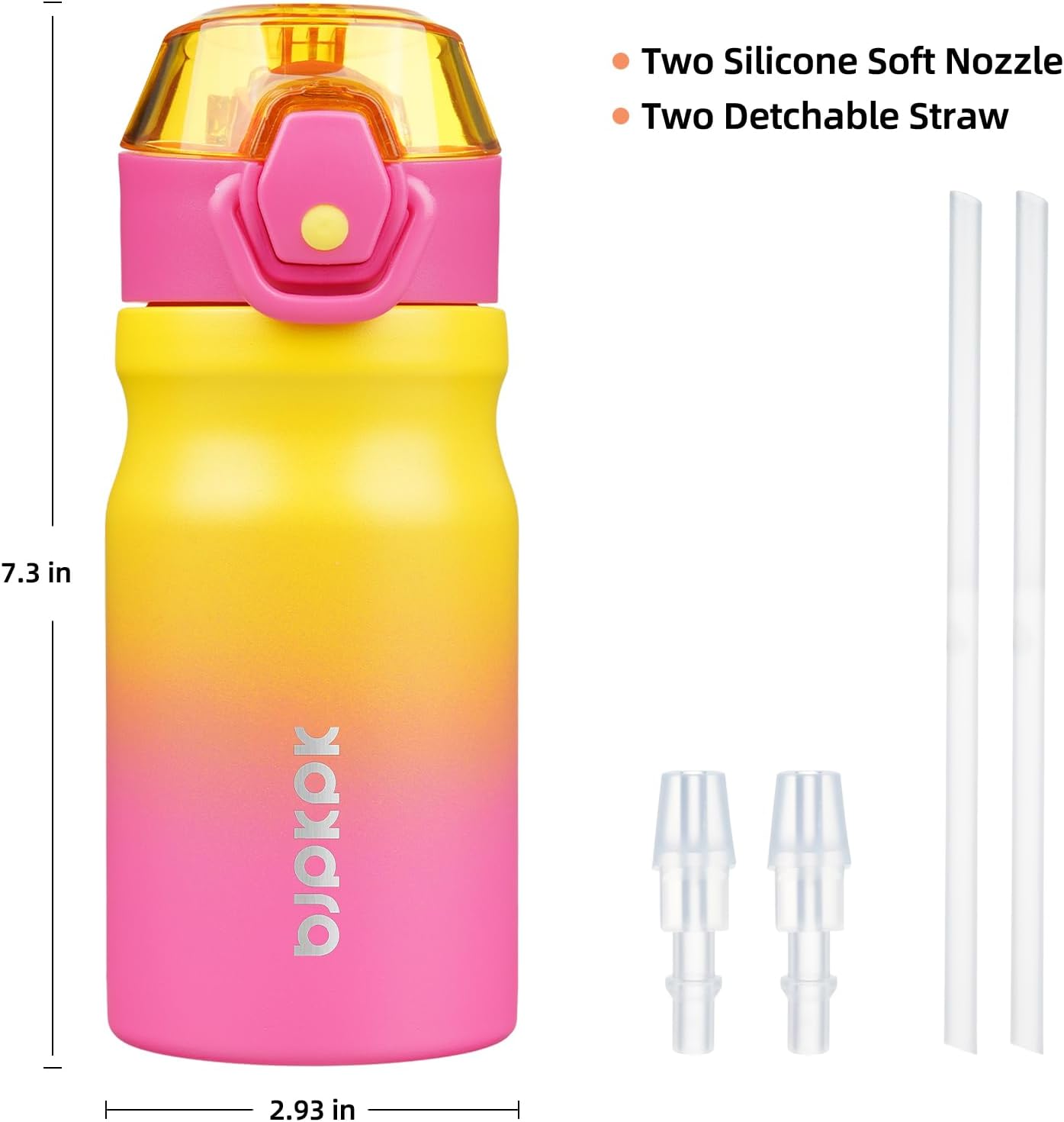 BJPKPK Water Bottle with Straw 14oz Insulated Water Bottles Reusable Stainless Steel Metal Thermal Flask with Leak Proof Lockable Lid and Carry Handle,Rainbow