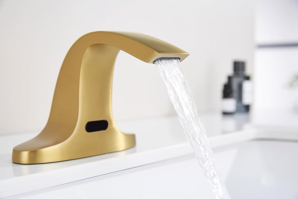 Touchless Bathroom Sink Faucet, Automatic Sensor Faucet for 3 Hole,Touchless Faucet for Bathroom Sink,Gold Smart Faucet