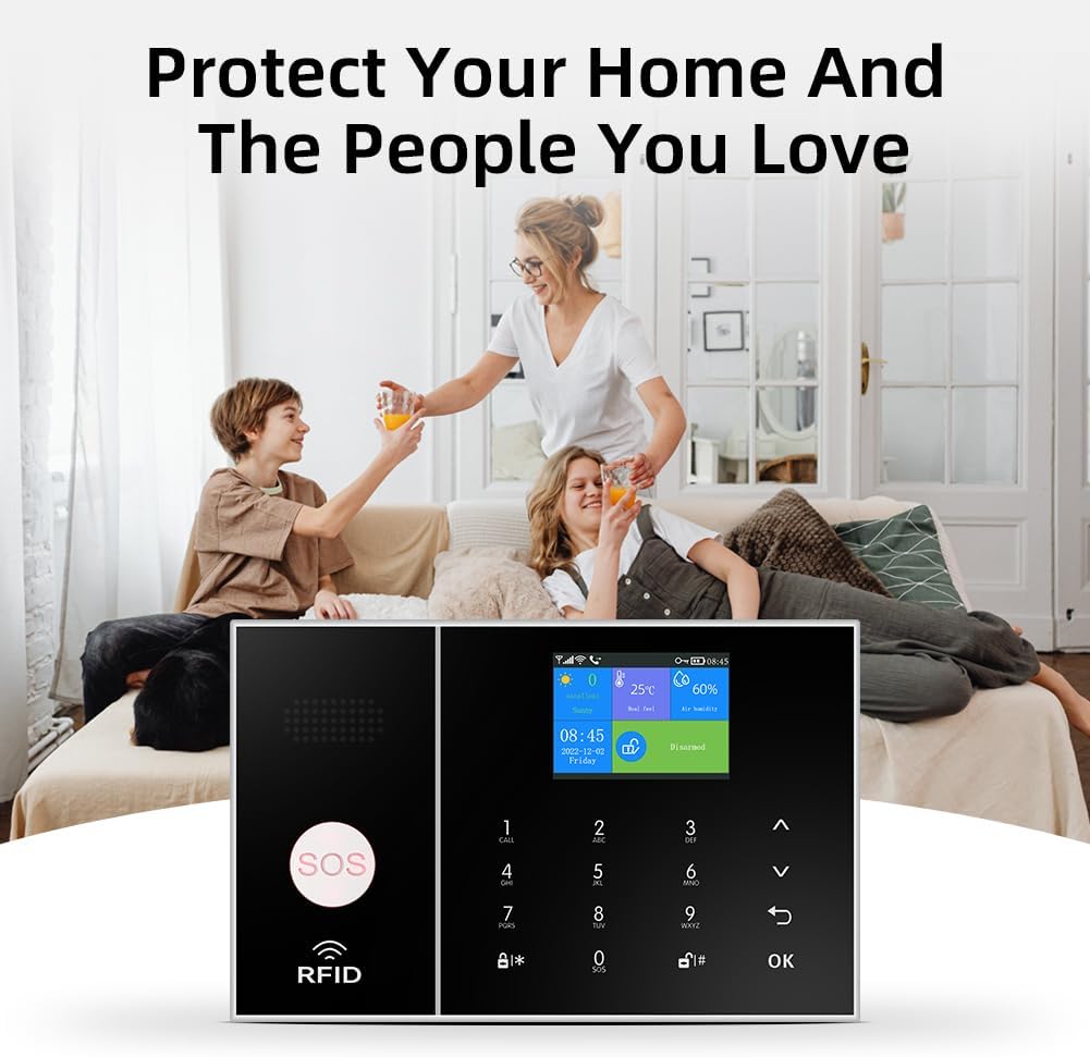 YBJ Wireless Alarm System for Home Security,DIY 4G Smart Home Alarm System with APP Alert, 24-Piece-Kit (Motion Detector,Door Window Sensor,Siren,Remote Control),Work with Alexa and Google Assistant