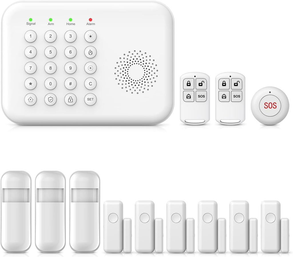 PGST Wireless Home Security Systems,4G/WiFi Home Alarm System,13 Pieces Kits with DIY Door and Motion Sensors,Phone APP Alerts,Work with Alexa,24/7 Real-time Monitoring for Home,Villa,Kids Safety