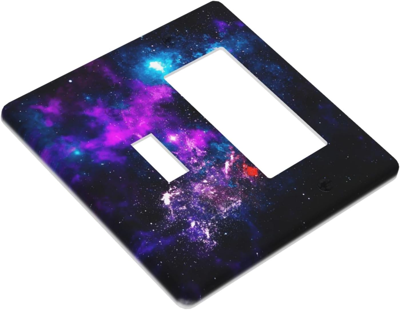 Outer Space Colorful Starry Sky Galaxy Planet Outlet Covers 1 Toggle 1 Rocker Combination Decorative Wall Plate Electrical Switch Plates Light Switch Cover Plate for Bed Room Living Room Decor