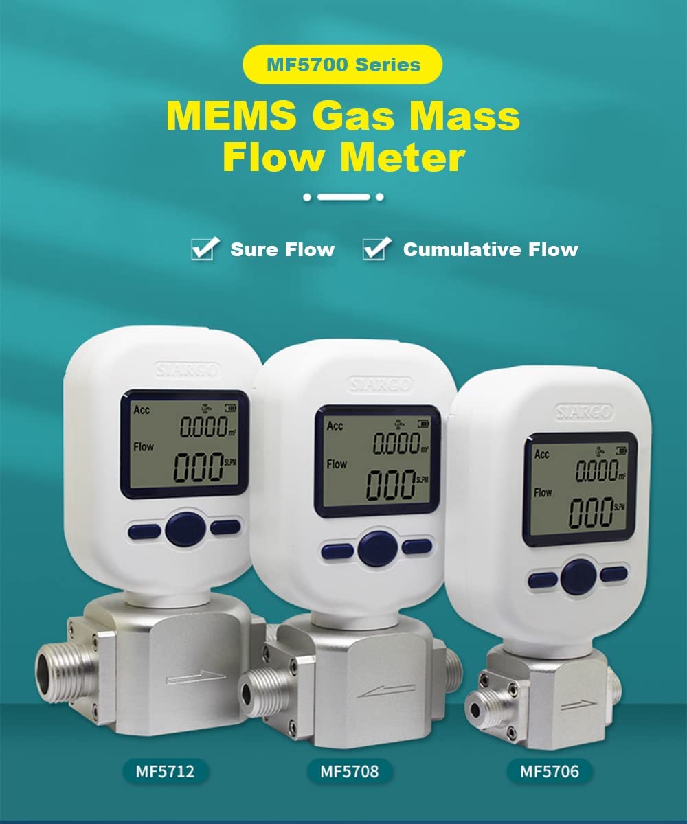 Digital Gas Flow Meter for Air, Portable Gas Mass Nitrogen Oxygen Flow Rate Meter, Compressed Air Digital Display Tester (MF5708 (0-100L/min))