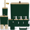 Bathroom Accessory Set - Dark Green Bathroom Set, 12PC Bathroom Accessories Set, Dark Green Bathroom Accessories Set, Mini Trash Can, Toilet Brush, Trash Can & Soap Dispenser