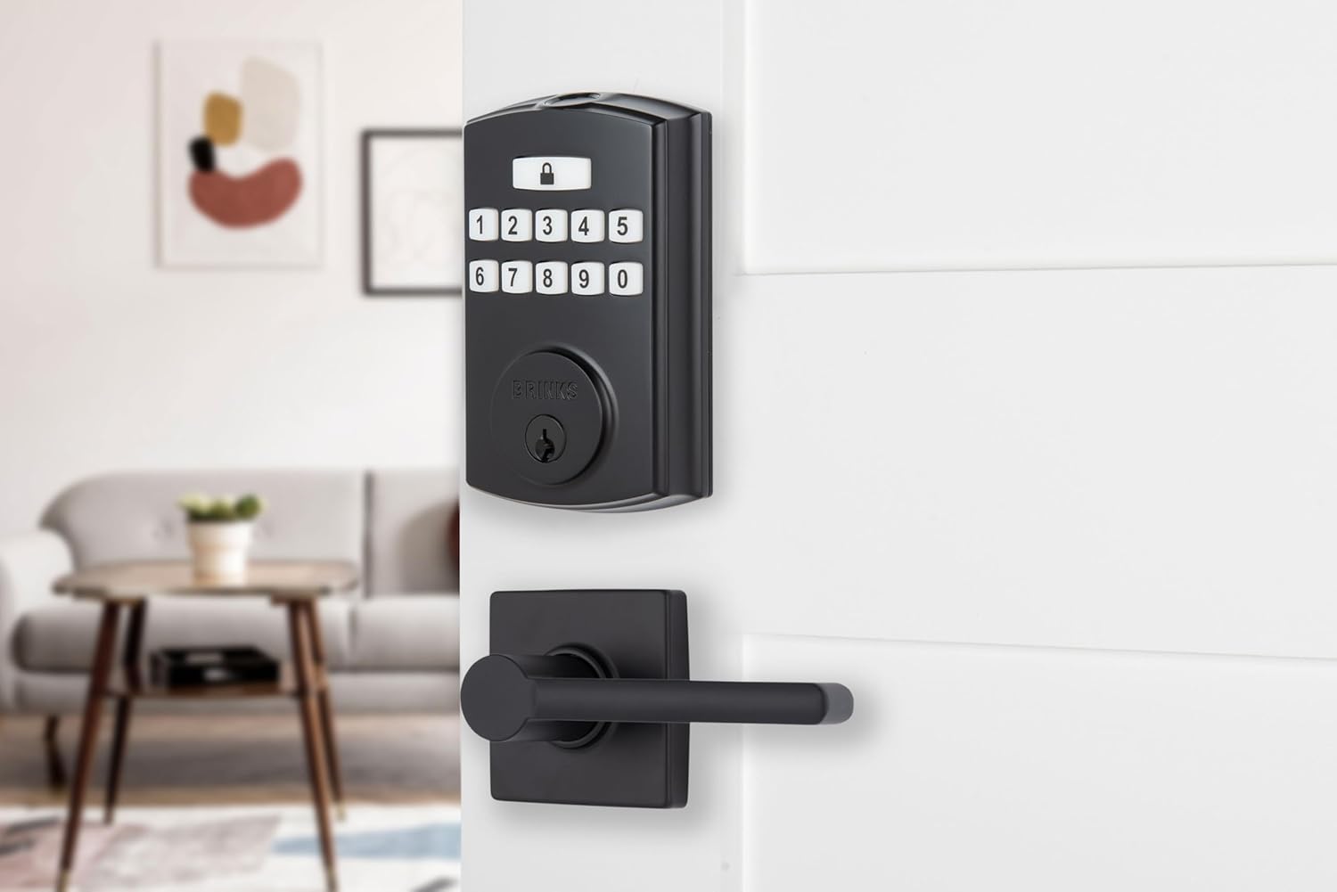 BRINKS Security Door Locks, High-Security Keyless Entry, Smart Electronic Door Lock with Deadbolt, Up to 50 Codes, Automatic Locking (Deadbolt & Passage Lever, Matte Black)