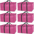 ClearSpace Heavy Duty Moving Bags or Storage Bags – Pink Storage Bins with Lids, Large Moving Boxes with Backpack Straps & Zippers,– Packing Box & Moving Supplies for College Dorm, 6 Pack