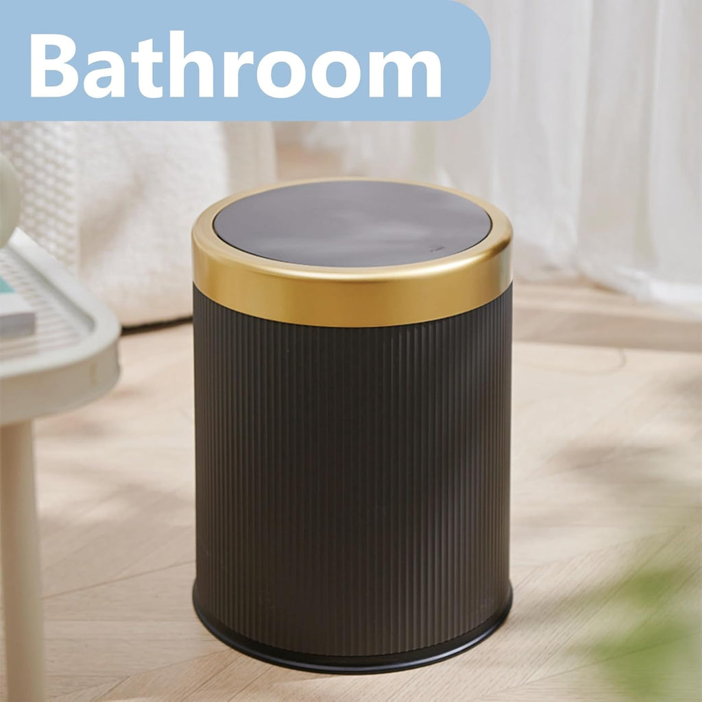 2Pack Automatic Bathroom Trash Can, Touchless Motion Sensor Garbage Can with Lid, Smart Dog Proof Trash Bin, Plastic Wastebasket for Bedroom, Office, Living Room, 2.8 Gallon+3.7 Gallon (Dark Grey)