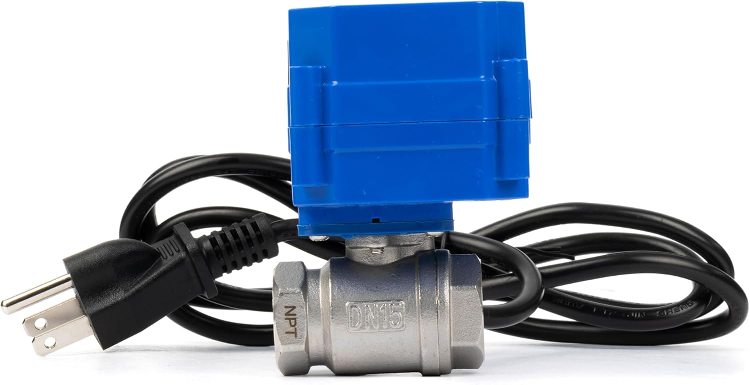U.S. Solid 1/2" Motorized Ball Valve with US Plug 110VAC Stainless Steel Electrical Ball Valve,Auto Return, Normally Open