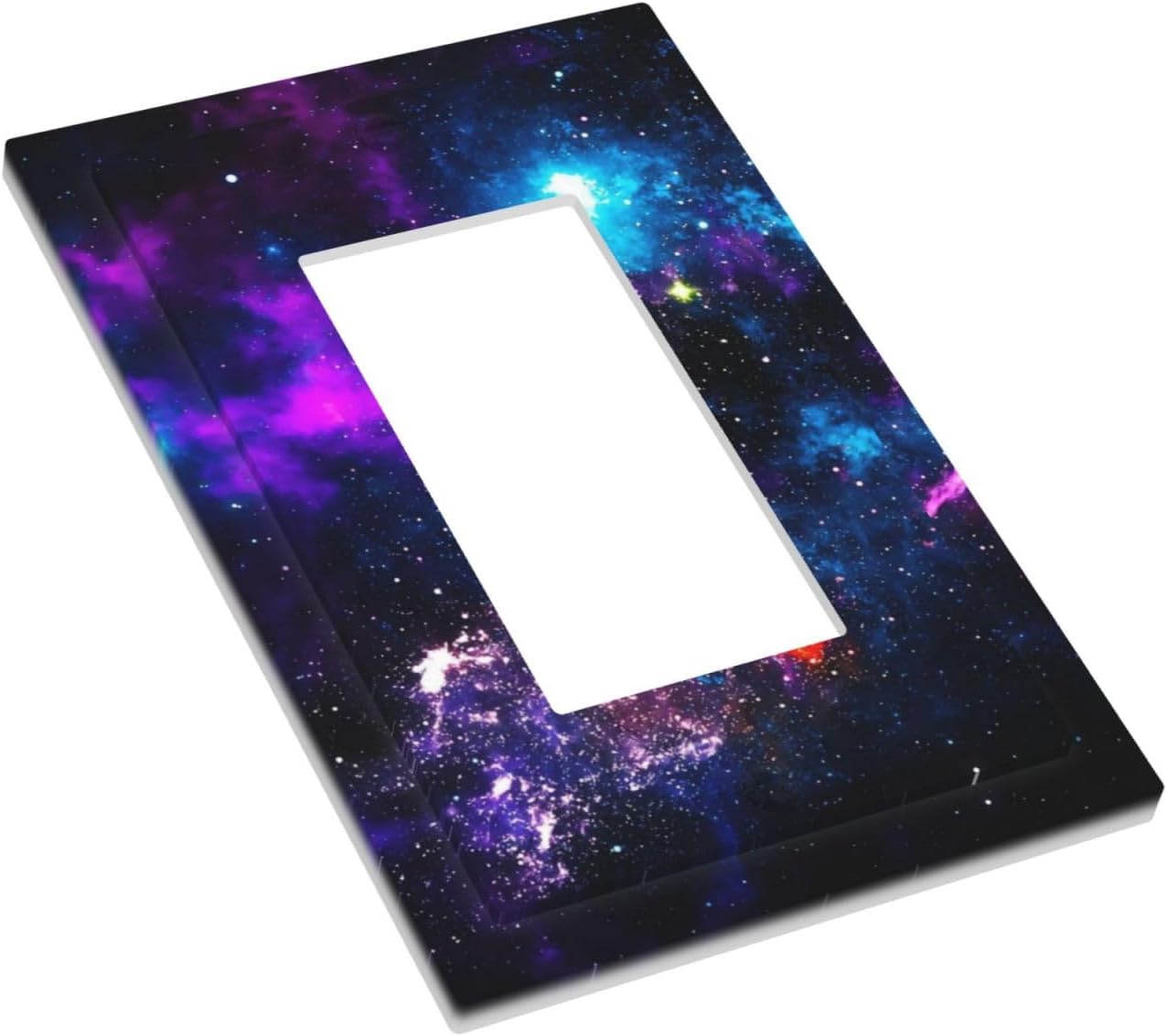 Outer Space Colorful Starry Sky Galaxy Planet Decorative Outlet Covers 1 Gang Single Rocker Light Switch Cover Plate Wall Plates GFCI Faceplate for Bed Room Living Room Decor