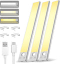 Under Cabinet Lighting 12 inch Rechargeable Battery Operated Motion Sensor Light Wireless Under Counter Lights for Kitchen, Stairs,Hallway (3 Pack)