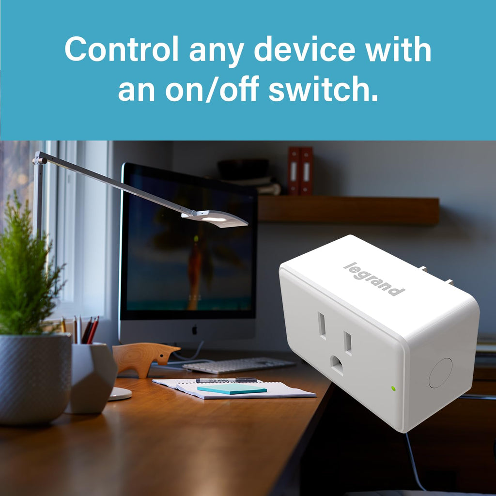 Legrand Radiant® Wi-Fi Matter Smart Plug Matter Hub Required 15A, Easy Setup, Enhanced Compatibility with Apple HomeKit, Google Home, Alexa & SmartThings, Easy Wi-Fi Connectivity w/ Matter (4 Pack)