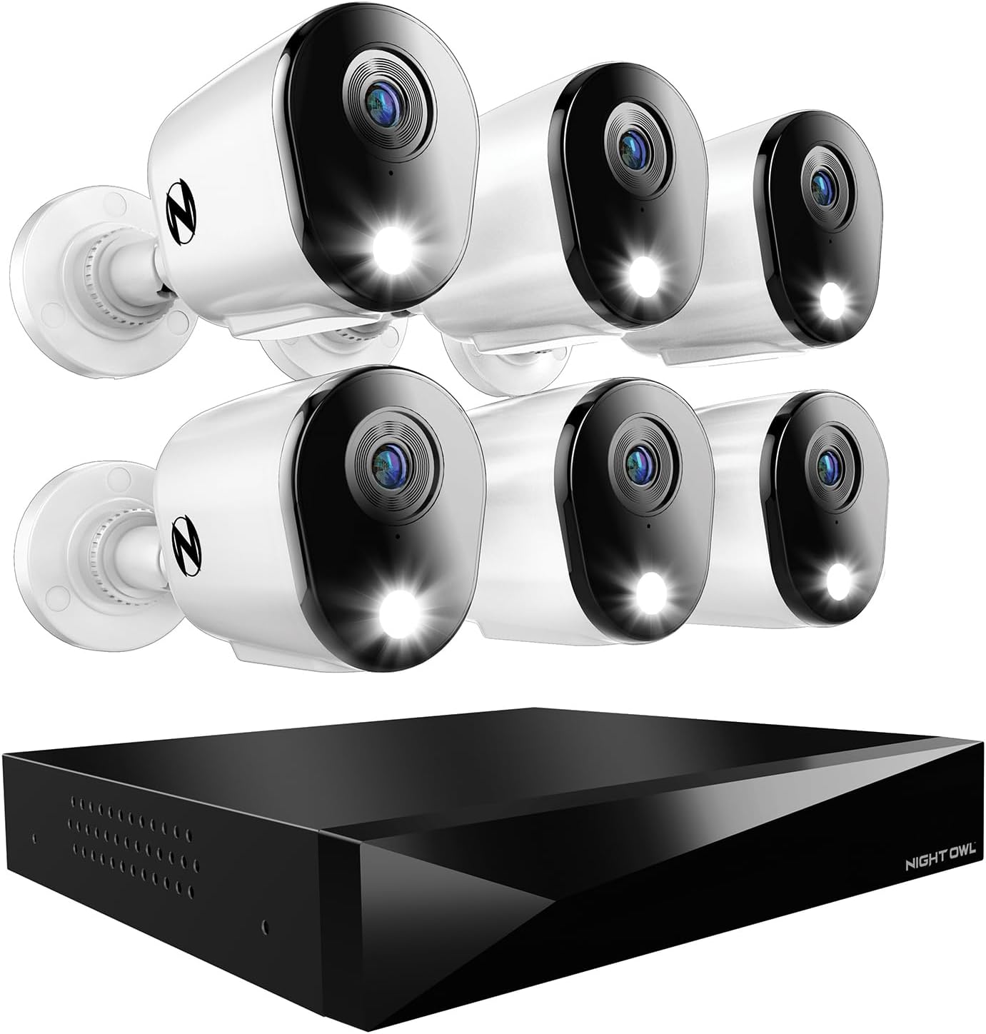 Night Owl 2-Way Audio 12 Channel DVR Video Home Security Camera System with (6) Wired 2K HD Indoor/Outdoor Deterrence Cameras and 2TB Hard Drive (Add up to 4 More Wired and 4 Wi-Fi Cameras) (6 Camera)
