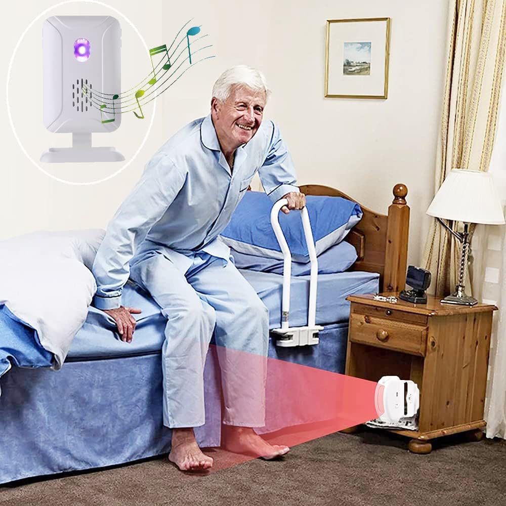 Evernary Bed Alarm and Fall Prevention for Elderly Adults, Wireless Motion Detector for Seniors Caregiver Motion Sensor Alarm Indoor for Dementia