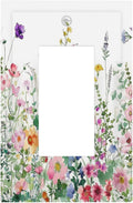 Decorative Outlet Covers Boho Colorful Flowers Plant Rustic Wildflower 1 Gang Single Rocker Light Switch Cover Plate Wall Plates GFCI Faceplate for Bed Room Bathroom Decor