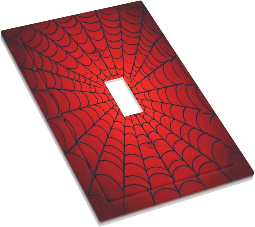 Red Spider Web Black Line Simplicity Decorative Light Switch Cover 1 Gang Single Toggle Device Electrical Faceplate Switchplates Decorator Outlet Wall Plate For Kids Room Home Decor
