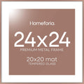 Homeforia 24x24 Picture Frame Mocha, High End Metal 24 x 24 Large Square Poster Frame Matted to 20 x 20 in Photo, 24by24 Thin Mocha Frames with Mat 20x20 inch Print, Tempered Glass, Wall Kit, Set of 1