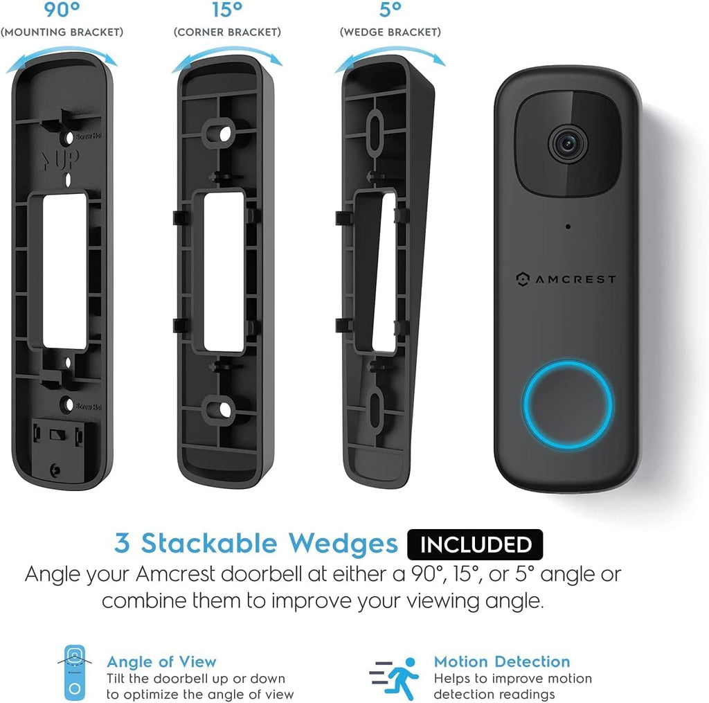 Amcrest 4MP Video Doorbell Camera Pro, Outdoor Smart Home 2.4GHz and 5GHz Wireless WiFi, Micro SD Card, AI Human Detection, IP65 Weatherproof, 2-Way Audio, 164º Wide-Angle Wi-Fi AD410