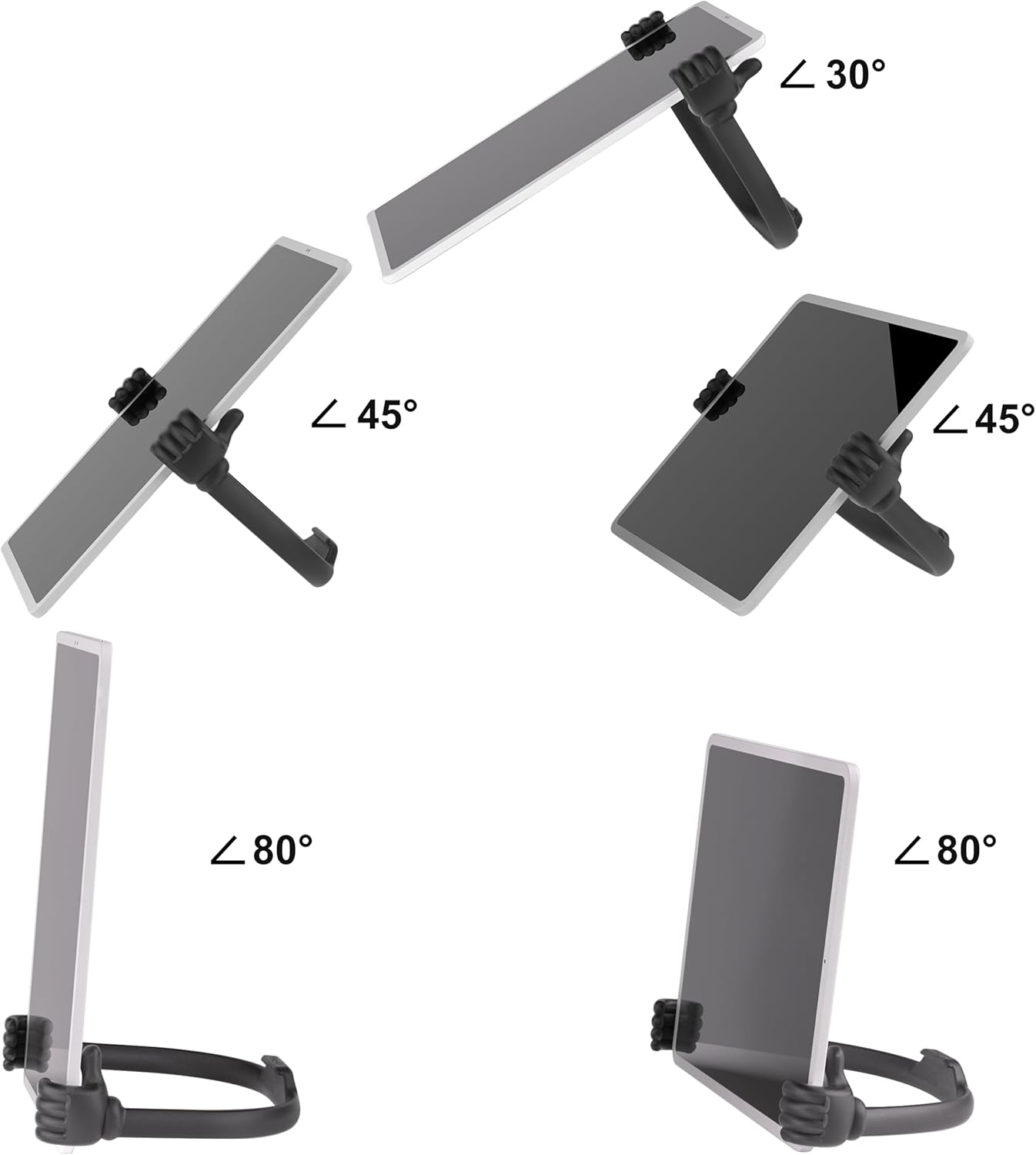 Honsky Adjustable Tablet Stand, Portable Phone Holder for Desk Bed - Multi-Angle Drawing Stand Compatible with All Tablets (2 Pack of Black)