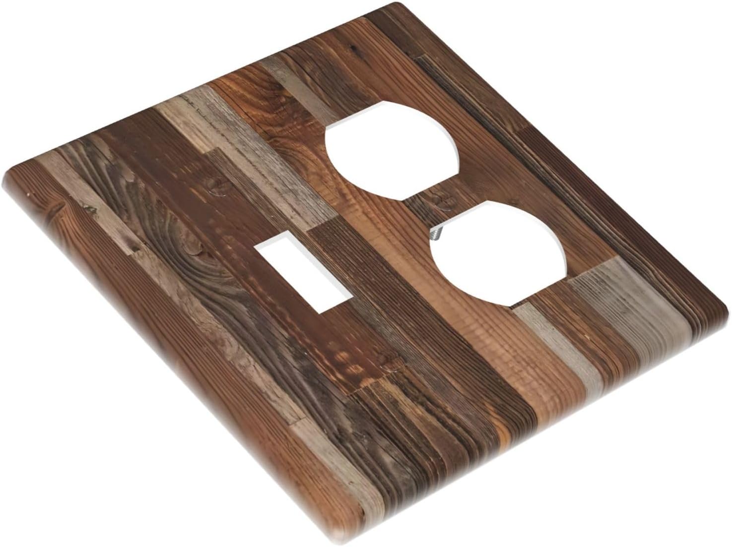 Vintage Brown Wooden Boards Print Wood Grain Wallplates 1 Toggle 1 Duplex Switch Plate Electrical GFCI Faceplate Decorative Light Switch Covers for Farmhouse Home Decor