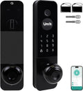 Smart Door Lock, Keyless Entry Fingerprint Door Lock with Knob, Electronic Smart Door Knob with Digital Keypad, App Remote Control, WiFi Smart Deadbolt Lock for Front Door, Matte Black