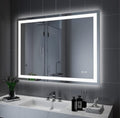 Amorho LED Bathroom Mirror, 48"x 32" with Front and Backlight, Stepless Dimmable Wall Mirrors with Anti-Fog, Shatter-Proof, Memory, 3 Colors, Double LED Vanity Mirror