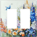 Decorative Outlet Covers Rustic Colorful Floral Garden Flowers 2 Gang Light Switch Cover Plate Double Rocker Wall Plate Switch Plate Covers Faceplate for Country Bedroom Home Decor