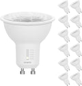 LUXRITE GU10 LED Bulbs Dimmable, 50W Halogen Equivalent, 5 Color Selectable 2700K-5000K, 6.5 Watt, 500 Lumens, 120V Spotlight LED Bulb GU10, Enclosed Fixture Rated (12 Pack)