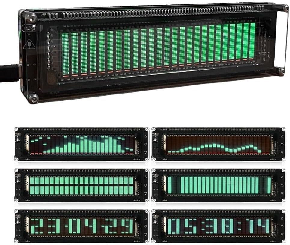 AK2515 Pro Audio Spectrum Analyzer with VFD Display, MIC Input & Advanced AGC, Adjustable Gain, Type-C Power,Precise Sound Level Meter for Musicians and Audio Enthusiasts