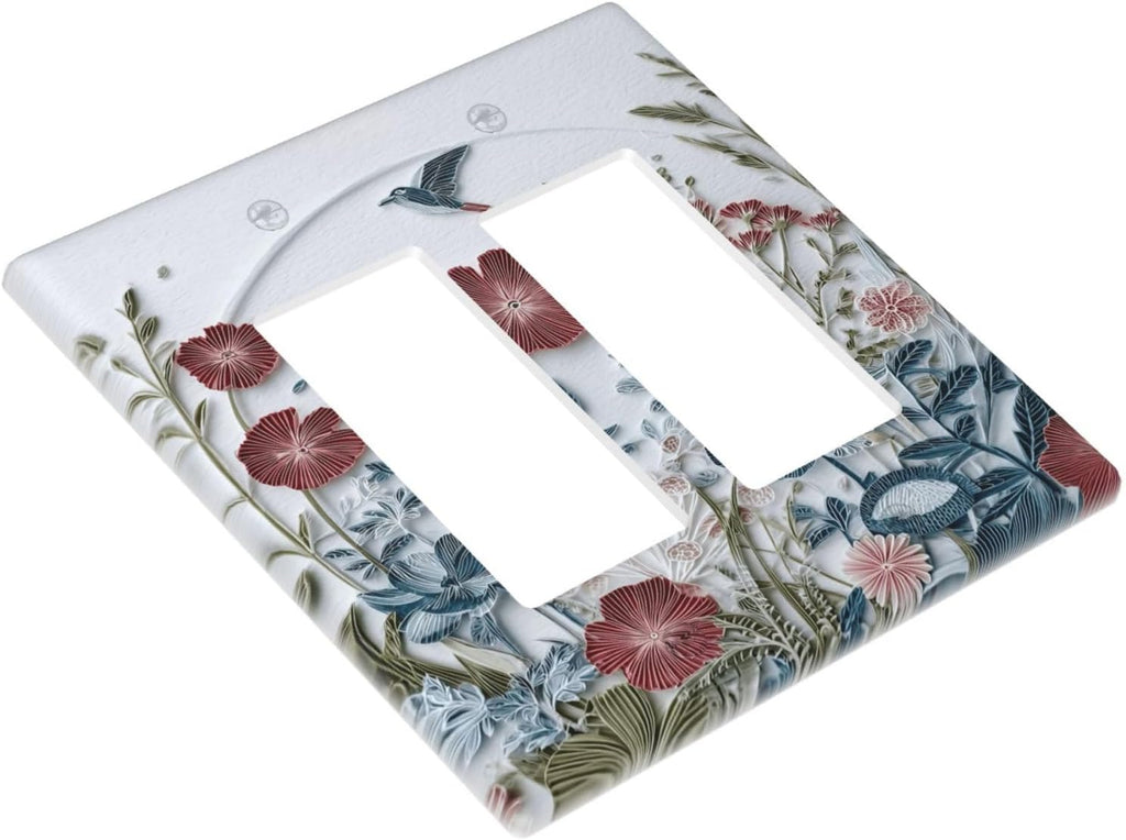 Wildflowers Flowers Floral Plants 2 Gang Double Rocker Wall Plate Cover Decorative Light Switch Covers Electrical Faceplate Switch Plates for Bathroom Kitchen Home