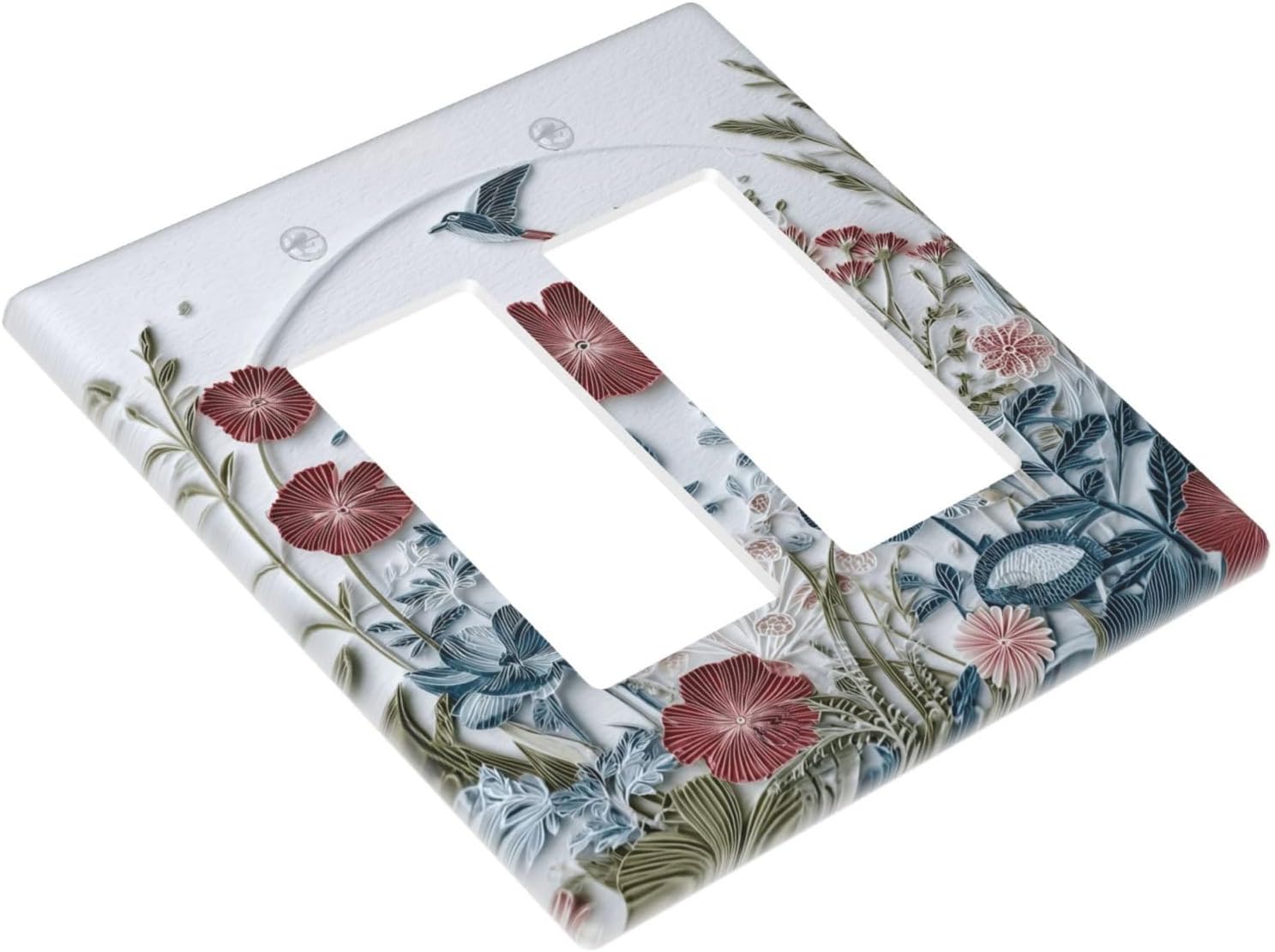 Wildflowers Flowers Floral Plants 2 Gang Double Rocker Wall Plate Cover Decorative Light Switch Covers Electrical Faceplate Switch Plates for Bathroom Kitchen Home
