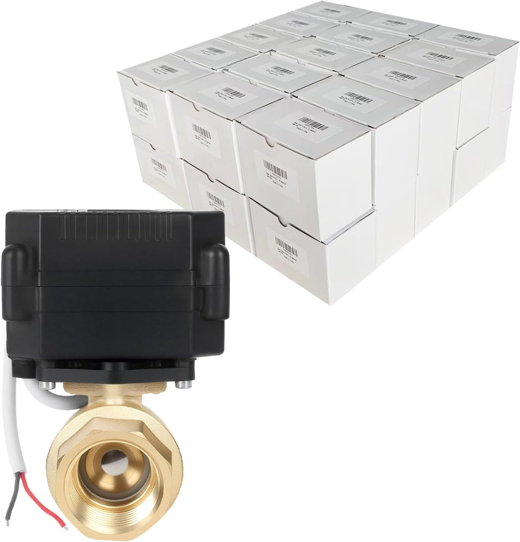 Motorized Ball Valve 30 Pack - 1" Brass Electric Ball Valve with Full Port, 9-24V AC/DC and 2 Wire Auto Return Setup