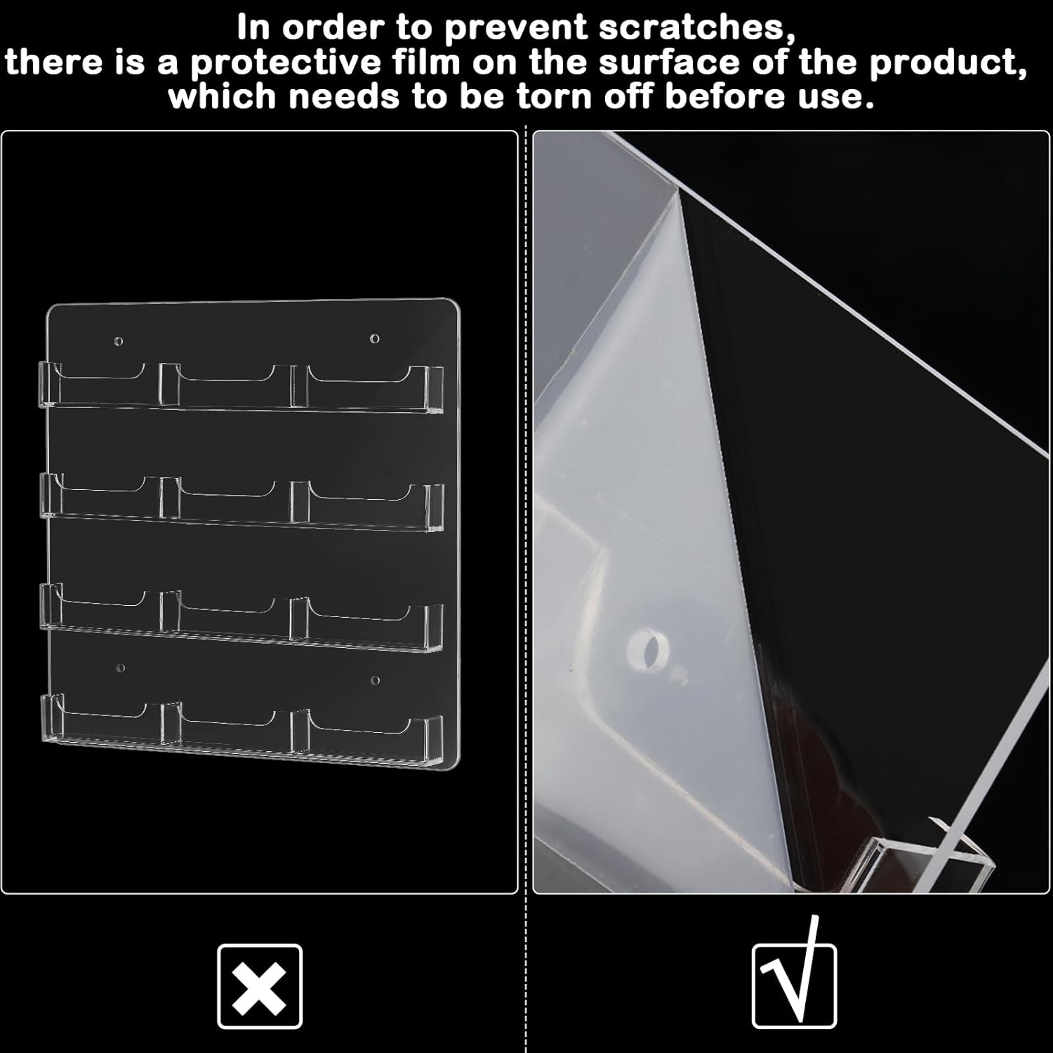 Hillban Acrylic Business Card Holder Wall Mount Clear Sticker Display Rack Multiple Card Holders Clear Acrylic Organizing Sticker Display Stand Pre Drilled(12 Pockets)