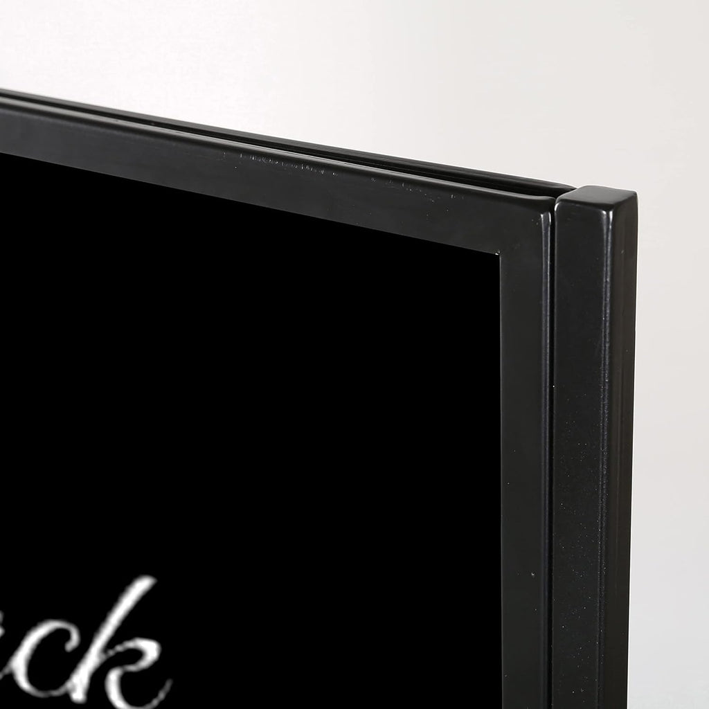 M&T Displays Metal Eco Info Board Black 18x60 Inches Slide-in Poster Sign Holder 1 Tier Double Sided Floor Standing Advertising Display with Backing and Anti-Glare PET Cover