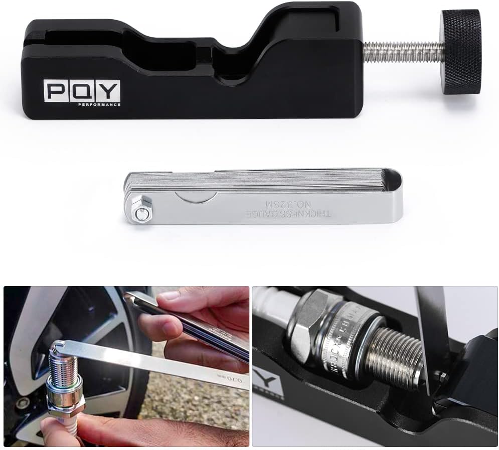 Universal Spark Plug Gap Tool with 32 Blades Steel Feeler Gauge for Most 10mm 12mm 14mm 16mm Spark Plugs Black