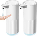 Automatic Soap Dispenser, 2 Pack White Touchless Liquid Soap Dispenser for Bathroom, 13.5 Fl Oz Plastic Electric Auto Dish Soap Dispensers Wall Mount for Kithcen with Adjustable Volume