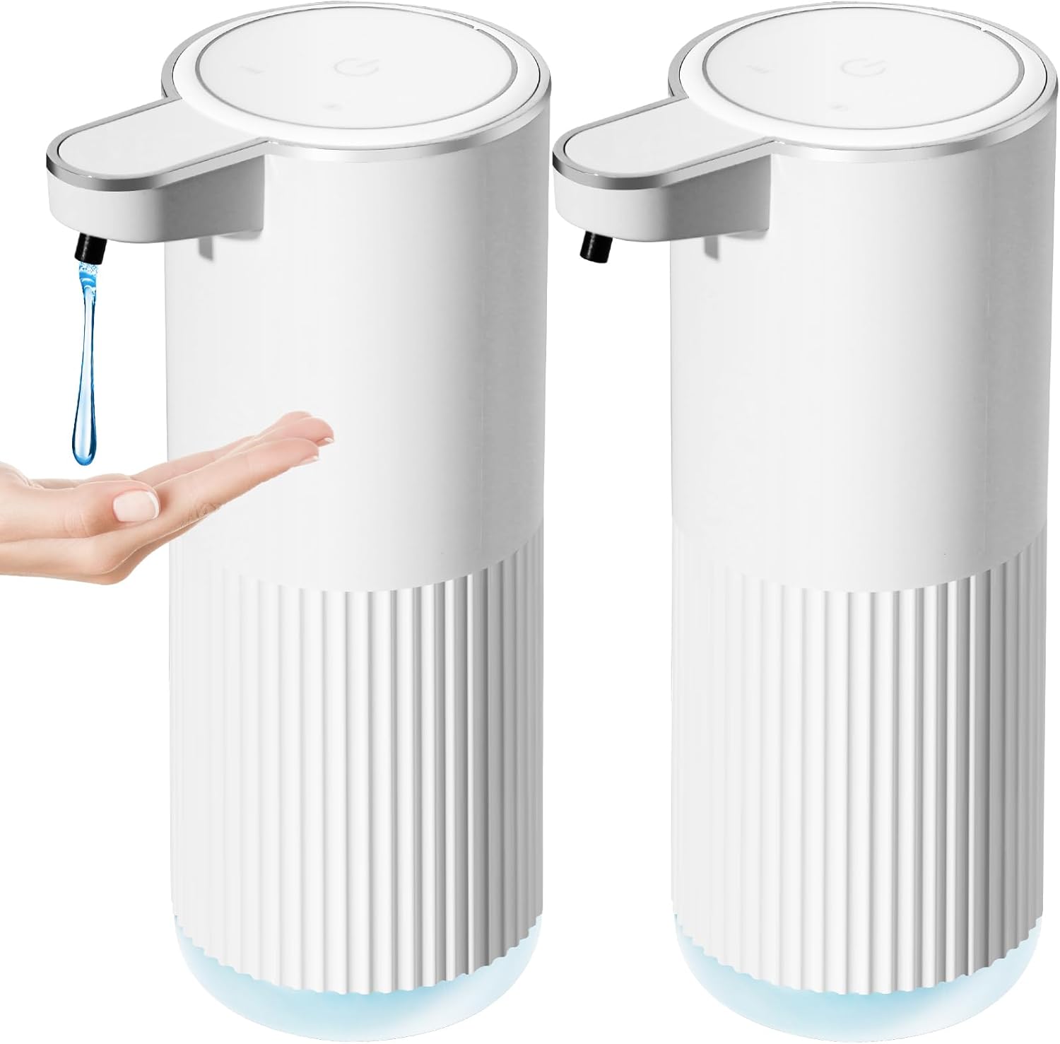 Automatic Soap Dispenser, 2 Pack White Touchless Liquid Soap Dispenser for Bathroom, 13.5 Fl Oz Plastic Electric Auto Dish Soap Dispensers Wall Mount for Kithcen with Adjustable Volume