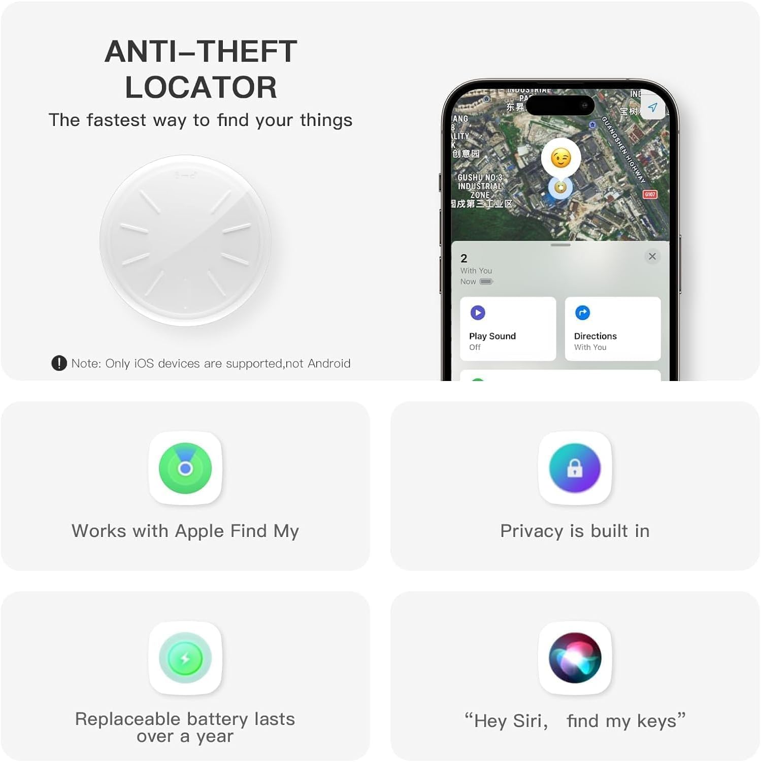 Car GPS Tracking Device for Vehicles, Cars etc,2 PCS Real Time Mini Hidden Car Tracker with Waterproof Case, Work with Find My (iOS Only), No Monthly Fee