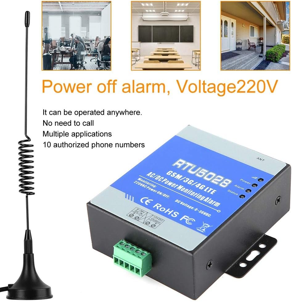 RTU5028 GSM Power Voltage Status Monitoring Alarm, Connection Remote Controling, Power Failure/Recover Alert 100-240V(US)