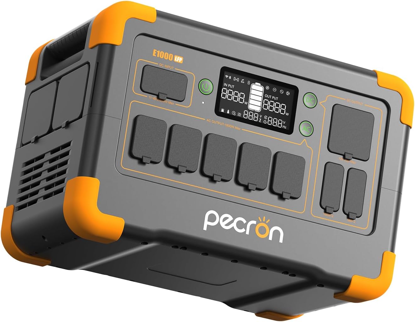 pecron Portable Power Station E1000LFP, 1024Wh/1800W LiFePO4 Battery Backup, Solar Generator Expandable to 4096Wh, Fast Charging Power Station for Emergencies, Camping, RV, Home Use