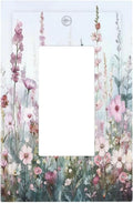 Pink Floral Watercolor Botanical Wildflowers Decorative Outlet Covers 1 Gang Single Rocker Light Switch Cover Plate Wall Plates Gfci Faceplate For Bed Room Living Room Decor