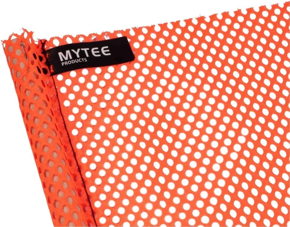 Mytee Products (16 Pack) 18"x18" Orange Safety Flags for Truck Loads w/Dowel - DOT Compliant Jersey Mesh Warning Flags on Stick for Oversize Wide Load, Construction, Road Traffic, Pedestrian Signs