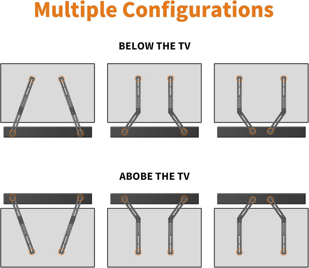 Universal Sound Bar Mounts Fits Most 23 to 65 Inch TVs Soundbar TV Mount Bracket Above or Under TV, up to 22 lbs SBR302
