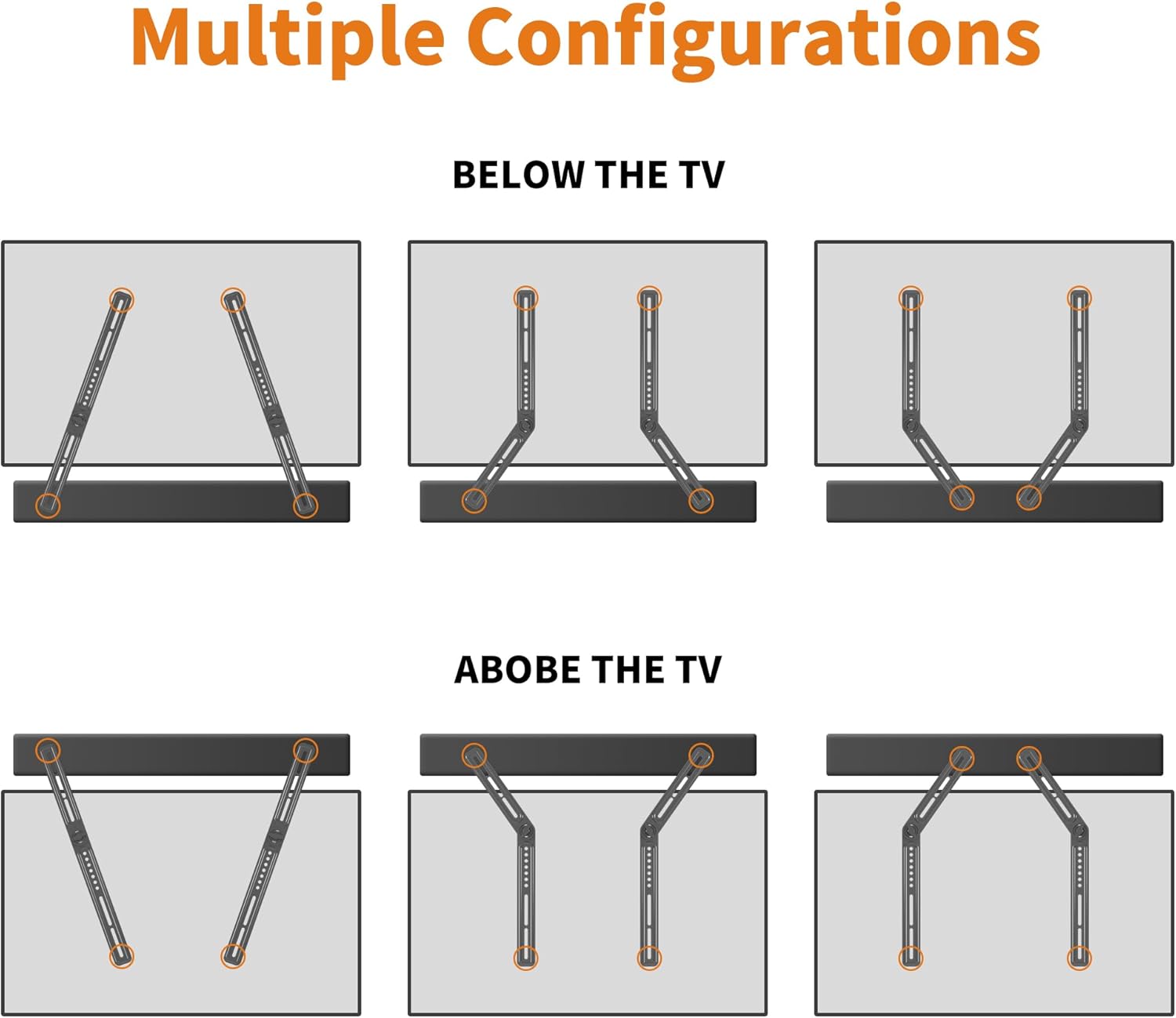 Universal Sound Bar Mounts Fits Most 23 to 65 Inch TVs Soundbar TV Mount Bracket Above or Under TV, up to 22 lbs SBR302