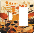 Outlet Covers Boho Warm Colorful Plant Leaves 1 Toggle 1 Rocker Combination Decorative Wall Plate Light Switch Cover Plate Electrical Switch Plates for Bedroom living Room Decor