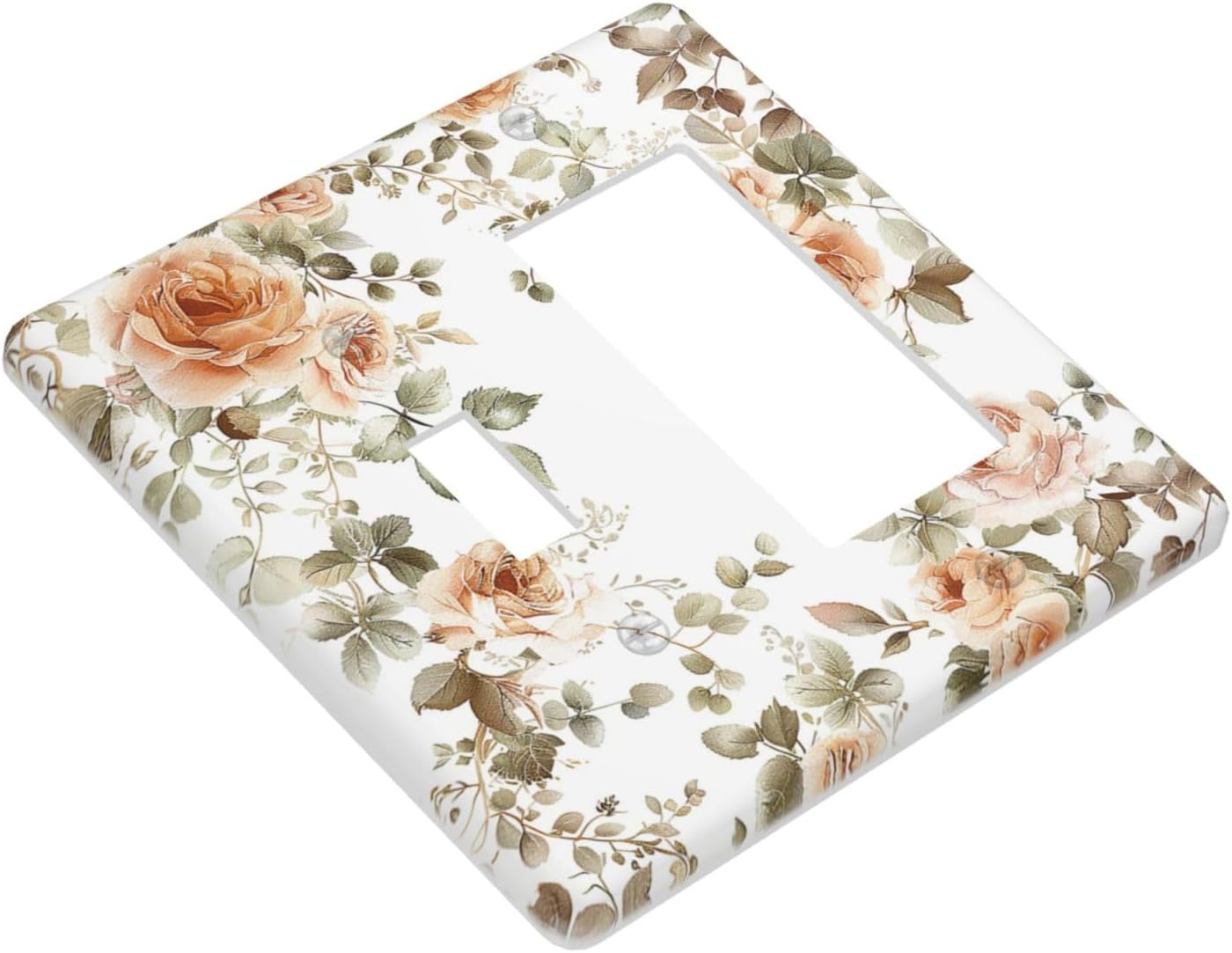 Outlet Covers Vintage Warm Color Orange Flowers And Leaves 1 Toggle 1 Rocker Combination Decorative Wall Plate Electrical Switch Plates Light Switch Cover Plate for Bedroom living Room